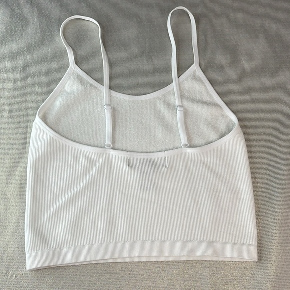 Streetwear Society Ribbed Crop White Cami Tank Top Adjustable Spaghetti Straps M - Picture 3 of 8